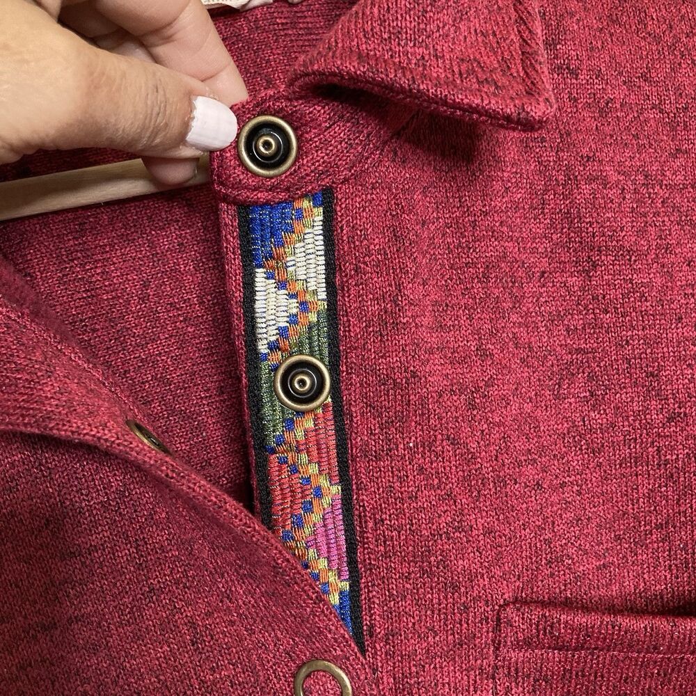 Soft Surroundings Willow Fleece Snap Front Jacket Size Large Embroidered Shacket - Picture 10 of 13